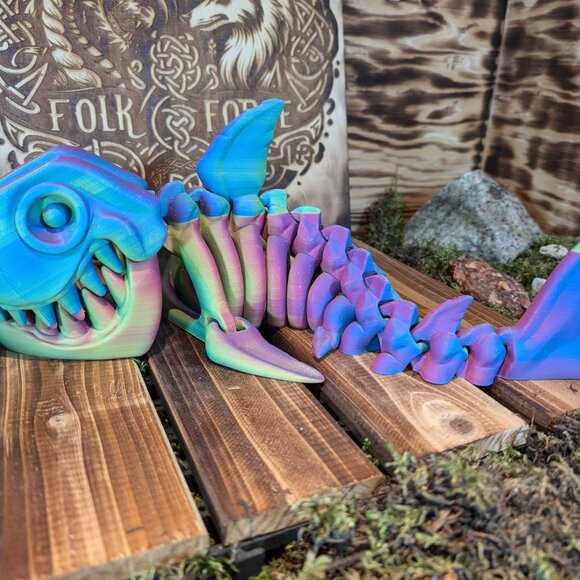 Skeleton Flexi Shark Flexible Articulated Fidget Toy Ocean 3D Printed - Picture 6 of 10